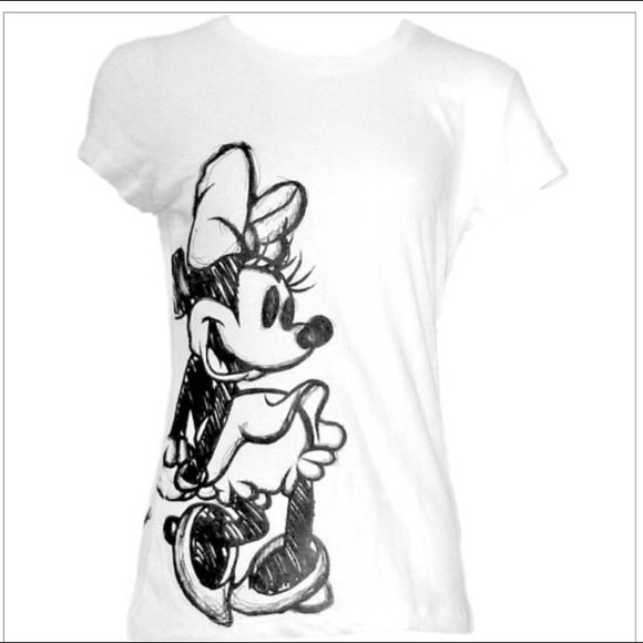 Disney Tops - Womens Fashion T Shirt Minnie Mouse Sketch, White